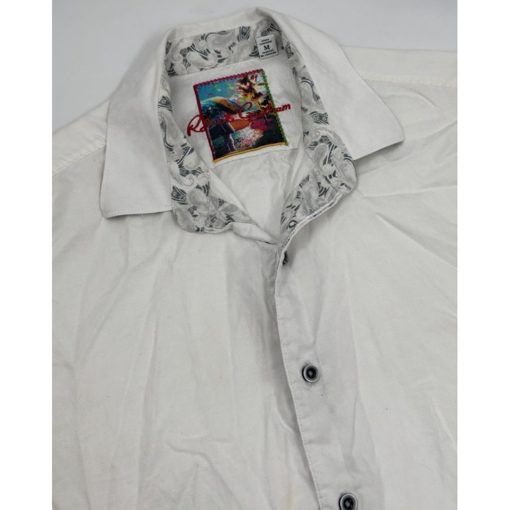 Robert Graham Men's M Classic Fit White Short Sleeve Button Down Shirt